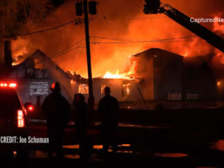 Extra alarm fire at the former "Just for Fun" Roller Rink on Front Street in McHenry (Joe Schuman/CapturedNews)
