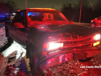 Damaged pickup truck hit Lake County Sheriff's Office SUV January 29, 2023 (SOURCE: Lake County Sheriff's Office)